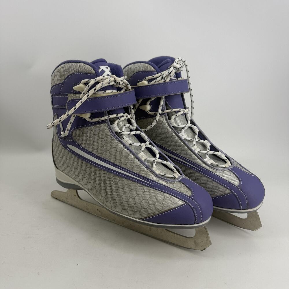 Xtreme Figure Skates Womens Size 8 Purple Gray Lace Up Ice Skating Blades